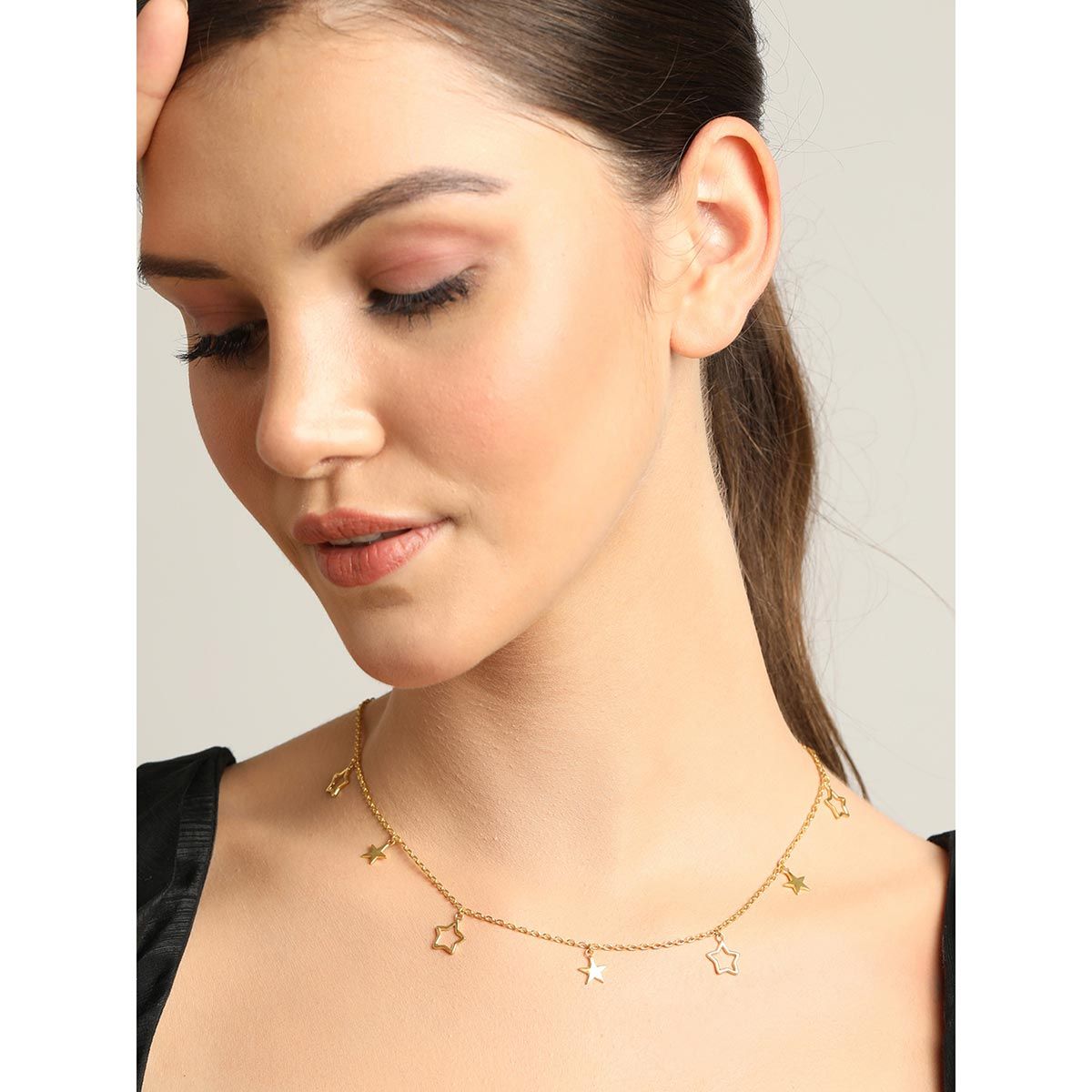 Gold Plated Surya Charm Necklace